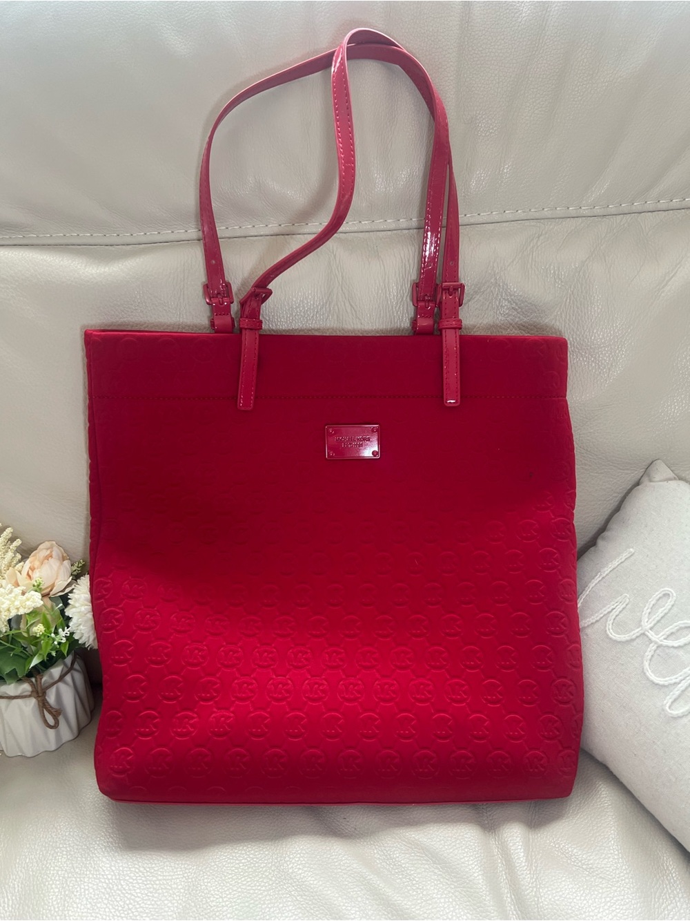 Michael Kors Jet Set Neoprene Red Open Tote - Vintage Y2K